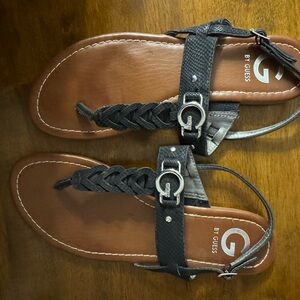Guess Black and Tan Braided Sandals